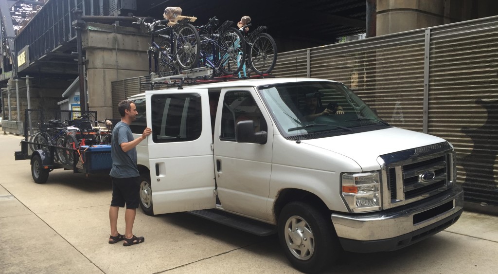 Pittsburgh PA to Washington DC bike trip shuttle service van, bicycle luggage riders